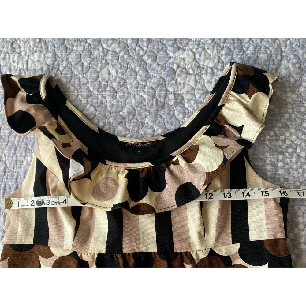 Betsey Johnson Dress Vintage Mod Flower 90s does 60s Cotton Spandex Lined Size 8 - Picture 8 of 15